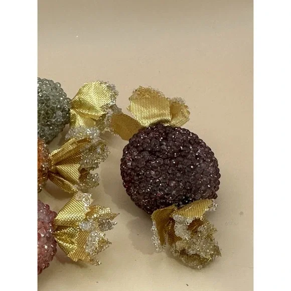 VTG Beaded Candy Pieces Faux Sugared W/ Gold Wrapper MCM Lot of 14 RARE - Picture 7 of 8